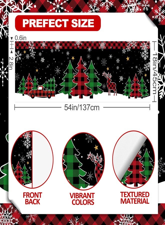 FUTBU Christmas Valance for Windows, Christmas Trees Kitchen Decor Valance Curtain Rod Pocket Classic Country Farmhouse, Winter Trees Buffalo Plaid Decorations 18x54 Inch Xmas Window Treatment for Bathroom - Image 2